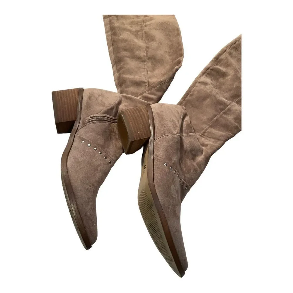 Report Women's Zaria Over The Knee Boot Taupe Faux Suede Boots Size 9